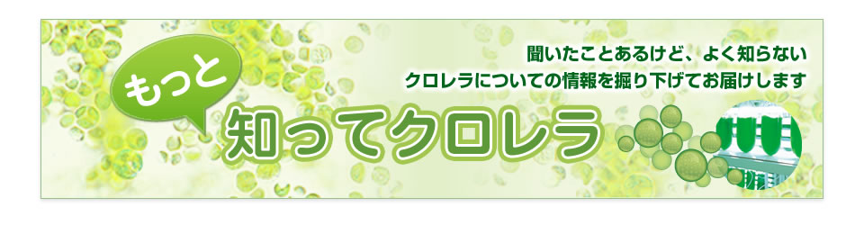 聞きたいことあるけど、よく知らない クロレラについての情報を掘り下げてお届けします もっと知ってクロレラ